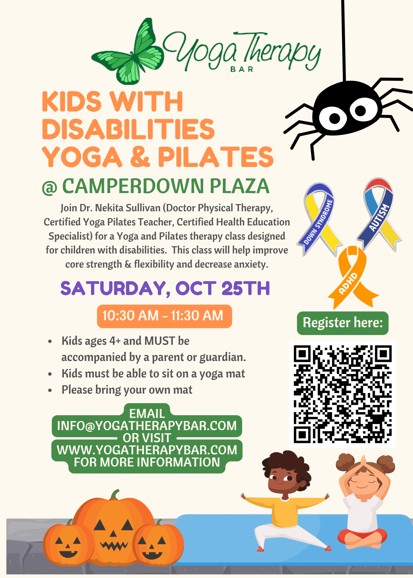 Yoga Therapy Bar Kids w Disabilities Class - Yoga Therapy Bar: Kids with Disabilities Yoga & Pilates Halloween Edition